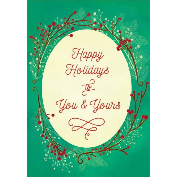 Designer Greetings Red Lettering in Oval Box of 18 Christmas Cards