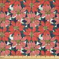 thumbnail image 2 of Ambesonne Floral Fabric by the Yard Microfiber, Colorful Poinsettia Flowers, 1 Yard, Dark Pink Quartz and Indigo, 2 of 2