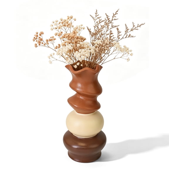 Flower Vase Home Decor, Resin Modern Twisted Decorative Vase for Dried Flowers, Living Room & Shelves Office Shelf Decor Accent