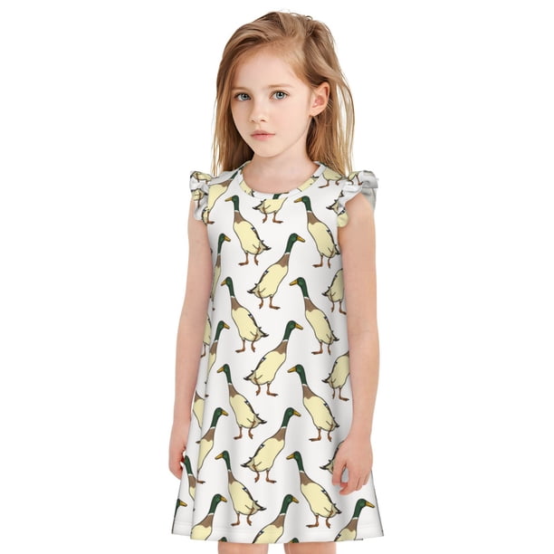 Balery Mallard Ducks Camisón de princesa para niñas, pijama de algodón con mangas abullonadas, suave y bonito.-Medium