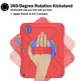 thumbnail image 3 of 3-Layer Kids Case for iPad 10th Gen 10.9" 2022, Durable Sturdy Protection Silicone PC Case with Swivel Stand, Hand Strap and Shoulder Strap + Pencil Holder with Charging Port Lid - Redblue, 3 of 11