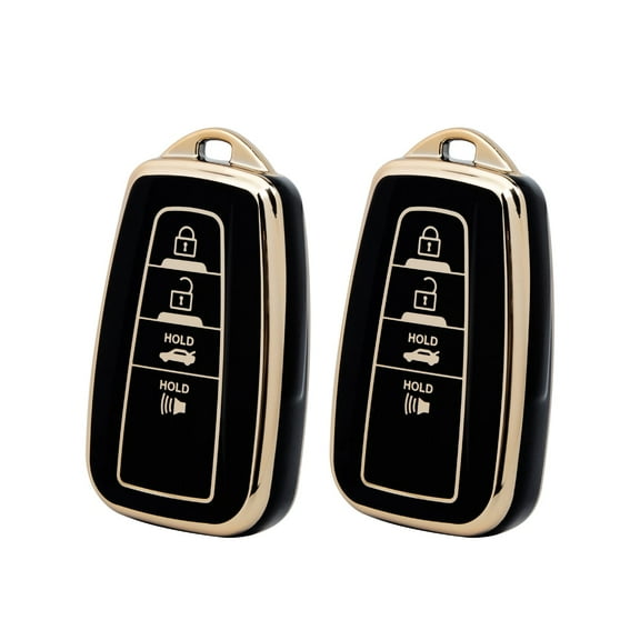 Xotic Tech 2X Black TPU Full Seal Protection Keyless Entry Rmote Shockproof Key Fob Shell Cover Holder Compatible with Toyota Camry RAV4 C-HR Avalon Corolla Highlander Kluger Prius Prime PHV 86 / GT86