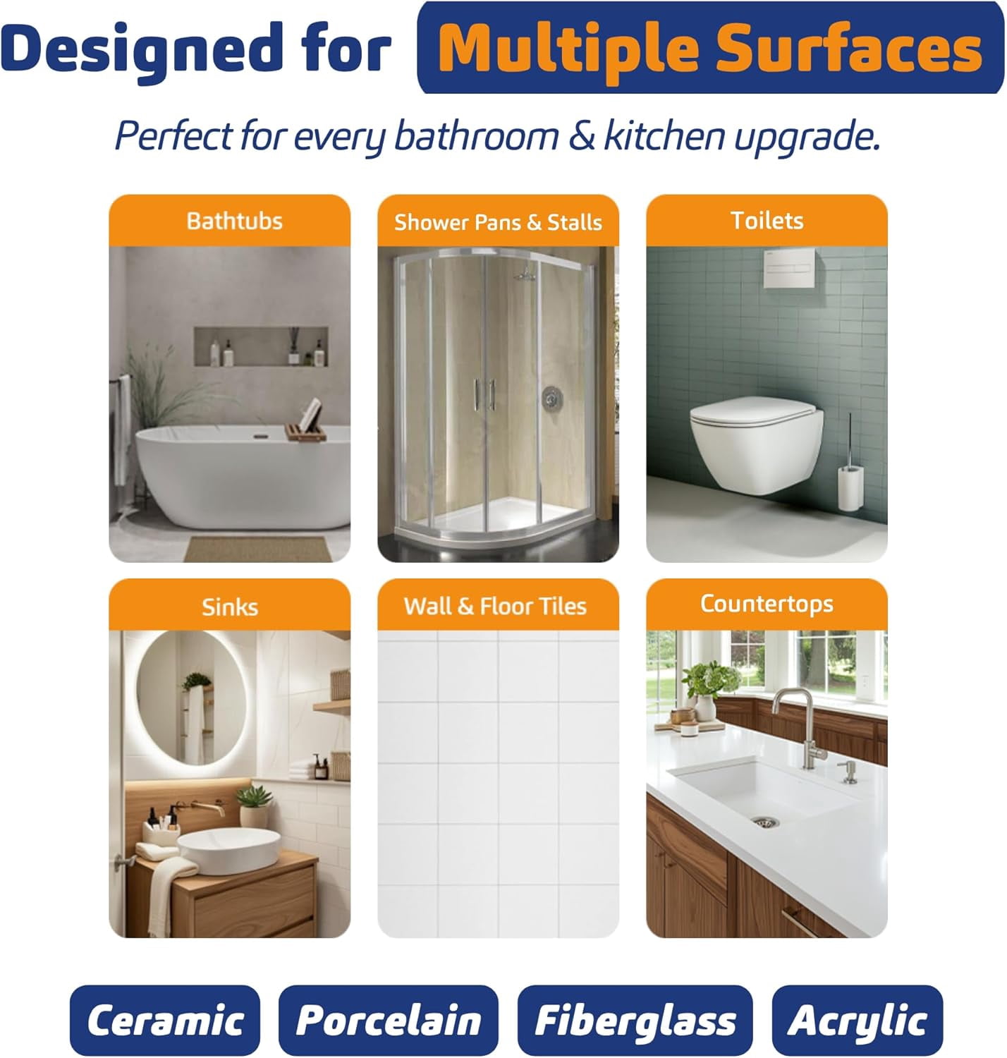 Fix & Fusion Bathtub & Tile Spray Paint, Multi-Surface Coating for Bathroom & Kitchen, High Adhesion, Water-Resistant, for Porcelain, Ceramic, Fiberglass, Countertops & More, White 13.5 oz (4 Pack)