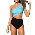 thumbnail image 5 of QUNYINEY Bikinis for Women 2 Piece Standard Straps High Waisted Colorblock Bathing Suits Triangle One Shoulder Women Swimsuit Sets, 5 of 5