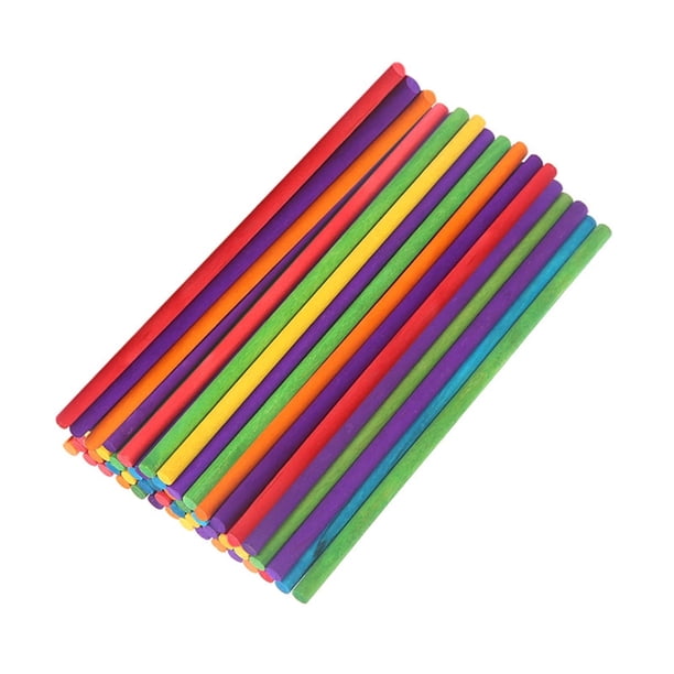 100 palitos de madera de colores para manualidades infantiles, para maquetas y esculturas, 20 x 0,5 cm (colores surtidos)