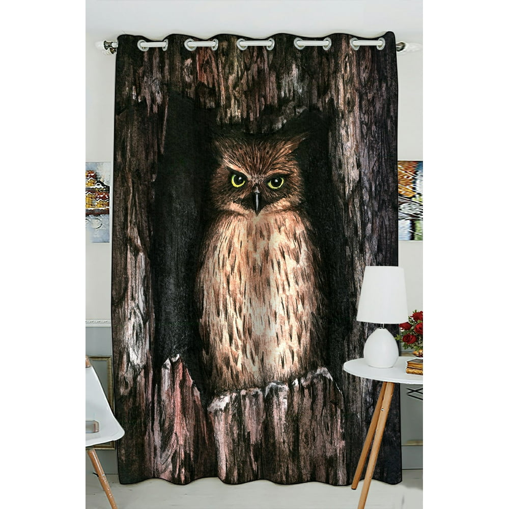 Phfzk Watercolor Animal Window Curtain, Cool Owl Window Curtain