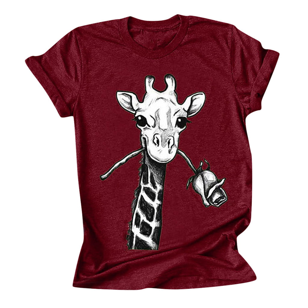 FANSHONN Womens Animal 3D Print Short Sleeve T-Shirts Girls Plus Size Top Blouse 