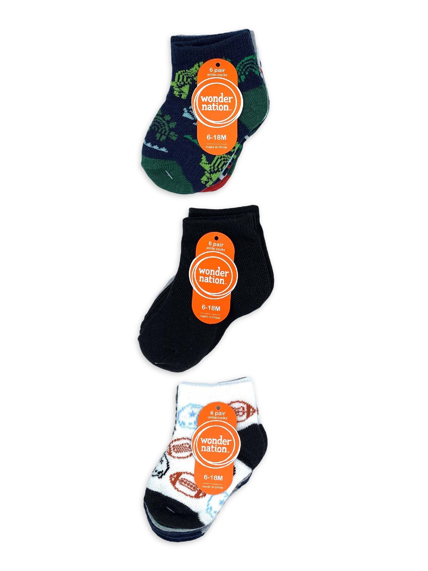 Wonder Nation Toddler Boy No Show Socks, 18-Pack, Sizes 18M-5T