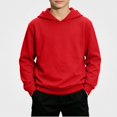 thumbnail image 2 of DJDLJWCJ Teen Boys Solid Color Hoodie (1-15) Lightweight Long Sleeve Pullover Sweatshirt for Boys Stretch Soft Comfy School Sweatshirts Red Size 9, 2 of 9