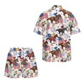 thumbnail image 5 of FKEKYI Kentucky Horse Racing USA Flag Print Women's 2 Piece Short Set Open Front Shirt Top & Shorts with Elastic Waist Beachwear Loungewear Set for Ladies Summer Outfits, XL, 5 of 7