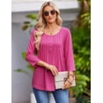 thumbnail image 5 of Zeagoo 3/4 Length Sleeve Tops Women Round Neck Button Design Tunic Blouse Printed Casual Basic Tees Daily Wear, 5 of 8