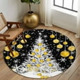 thumbnail image 2 of Round Rugs 8 Ft, Black Yellow Christmas Non Slip Area Rugs for Kitchen Bedroom Entryway, Xmas Tree Snowflake Winter Washable Carpet Runner Rug Floor Mats for Bedroom Home Decor, 2 of 9