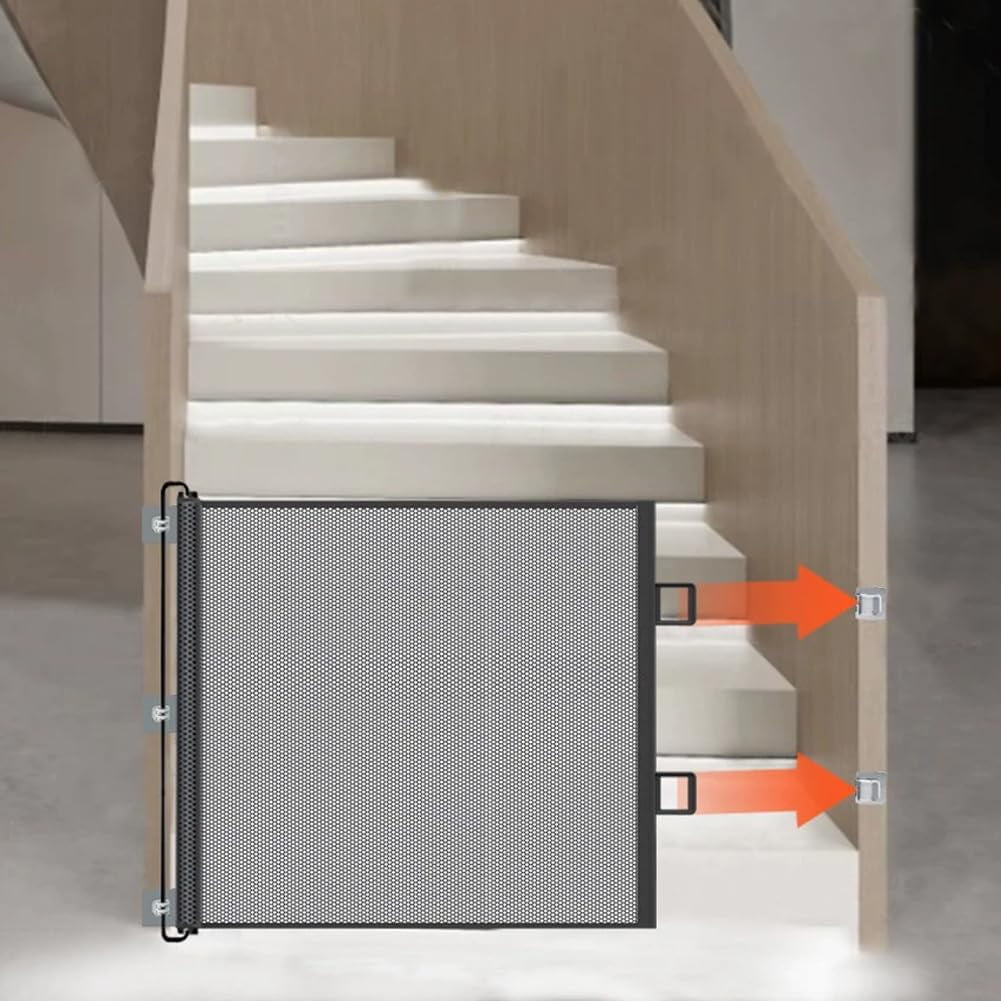 Retractable Baby Gate or Mesh Dog Gate, 78cm Tall Easy to Use Pet Fence for The House Stairs Doorways Hallways Indoor Outdoor, No Drilling (Fits 0~130CM Wide Openings)