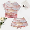 thumbnail image 4 of Mermaid Fish Scales Pajama Set for Women 2 Piece Sleepwear Loungewear Short Sleeve, 4 of 7