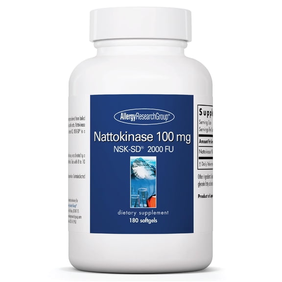 Allergy Research Group Nattokinase 2000 FU / 100mg - Nattokinase Supplement for Women and Men, Natural Enzyme Support for Heart and Blood Health - 180 Softgels