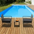 thumbnail image 3 of Lofka Balcony Furniture Set  for 2, 3-Piece Outdoor Conversation Wicker Chairs Set with Table & Cushions for Garden,Deck,Balconies, Black Cushion, 3 of 8