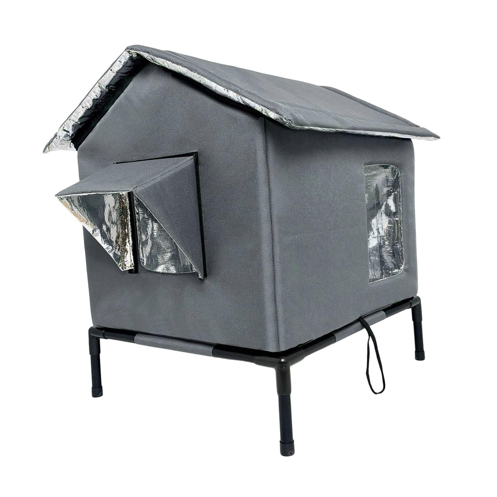 EHJRE Outdoor Cat House Feral Shelter Insulated Waterproof Tent Windproof Portable Kitty Enclosure with Oxford Cloth And Aluminum Foil for Community Porch G L