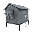 thumbnail image 2 of Casa para gatos al aire libre, casa para mascotas con patas elevadas, impermeable, de tela Oxford, cálida, tienda para gatos gris, 2 of 9