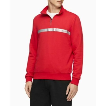 Calvin Klein Men's Quarter-Zip Sweatshirt - Barbados Cherry Large