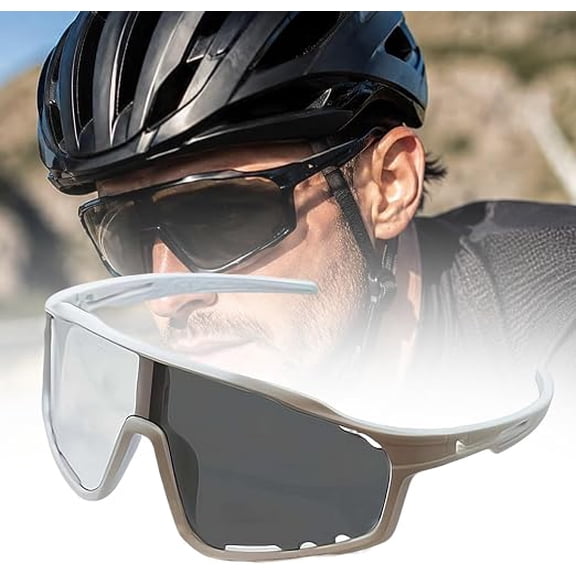 UV400 Photochromic Polarized Safety Sports Sunglasses, Outdoor Eyewear for Cycling Driving Fishing Hiking Lightweight Impact Resistant