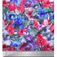 thumbnail image 1 of Soimoi Pink Georgette Viscose Fabric Floral,Strawberry & Watermelon Fruits Fabric Prints by Yard 42 Inch Wide, 1 of 1