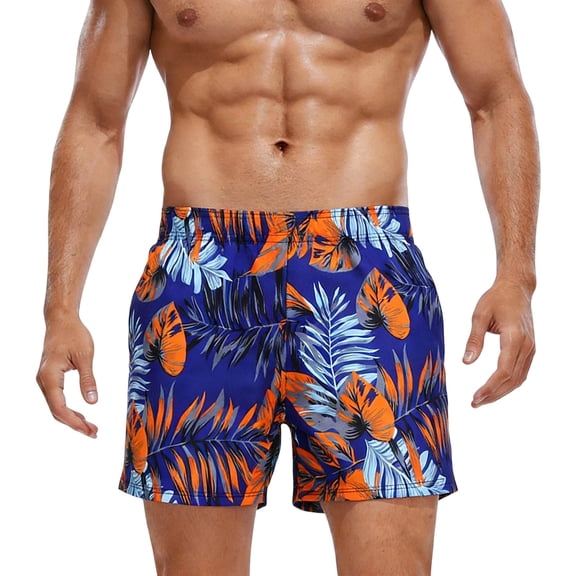 CONZONE Mens Swim Trunks Hawaiian Graphic Y2K Board Shorts for Men Elastic Waist Drawstring Lightweight Quick Dry Summer Beach Swim Shorts