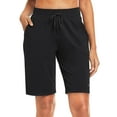 thumbnail image 5 of BALEAF Women's Bermuda Shorts Cotton Long Shorts with Pockets Black XS, 5 of 7