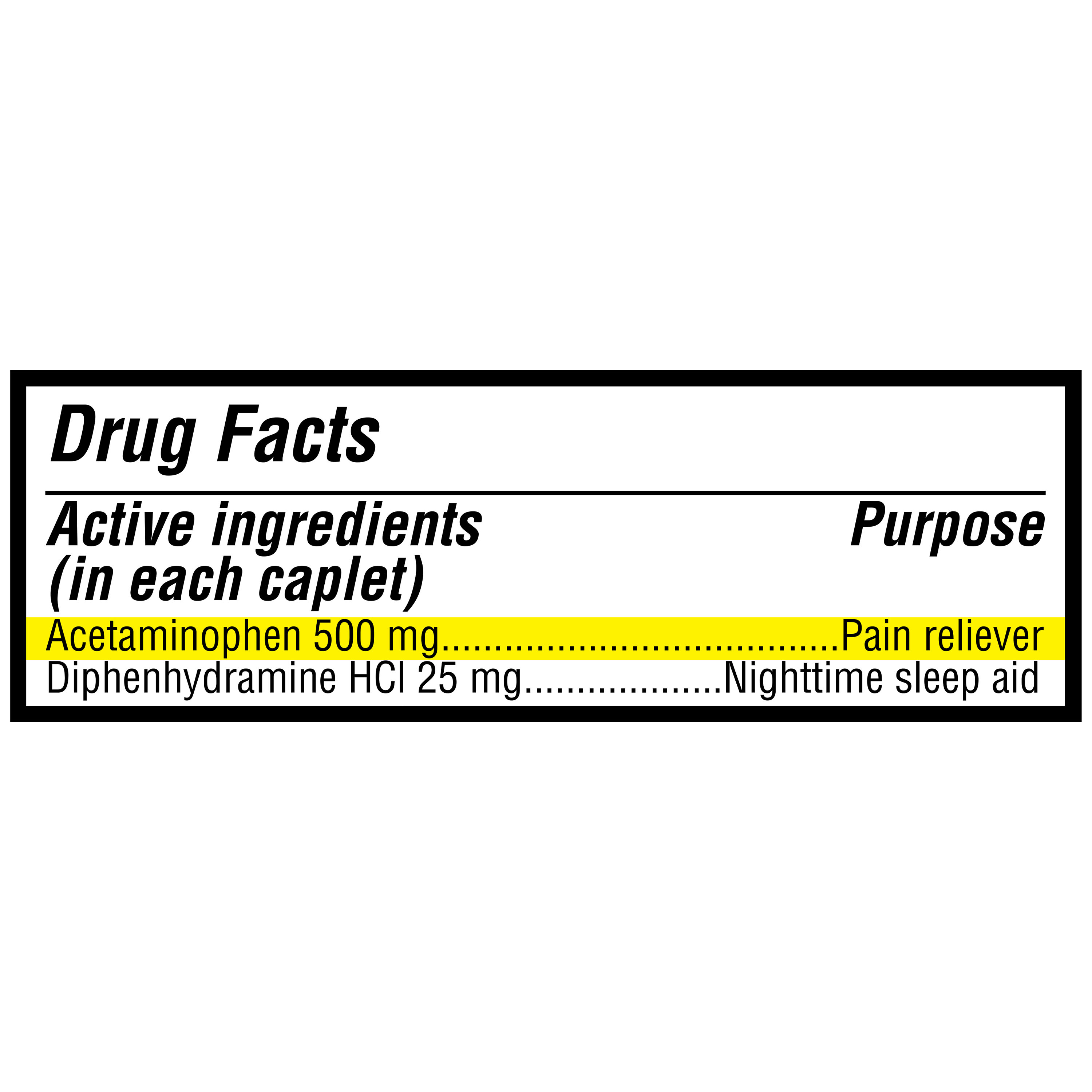 Equate Alivio del Dolor con Acetaminofén; Cápsulas de Difenhidramina HCl para Dolor Corporal y Molestias, 500mg, 100 Unidades 5