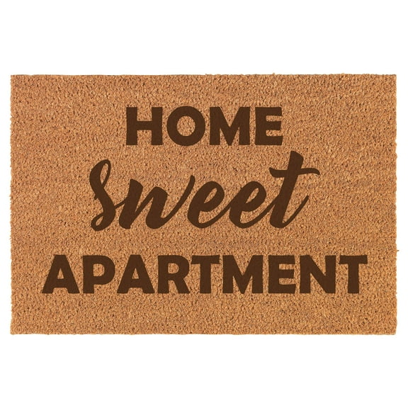 Home Sweet Apartment Funny Doormat Brown Natural Coir Rectangular Front Entry Non Slip Door Mat (18 in. x 30 in.)