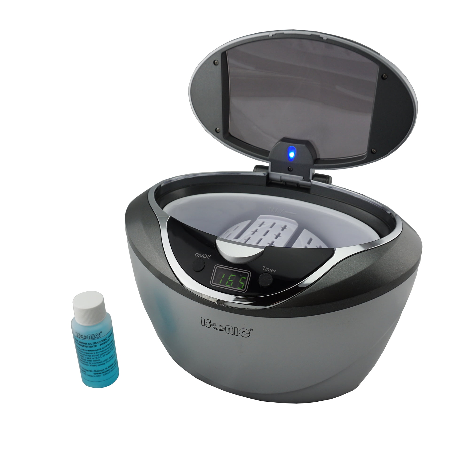 iSonic D2840 Ultrasonic Jewelry Cleaner, 0.75 L Stainless Steel Tank, 42,000 Hz, Includes Cleaning Solution, 110 V