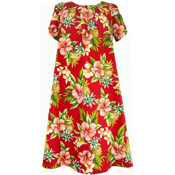 RJC - Pineapple Hibiscus Cotton Muu Muu Dress (Red, 3X PLUS) - Walmart ...