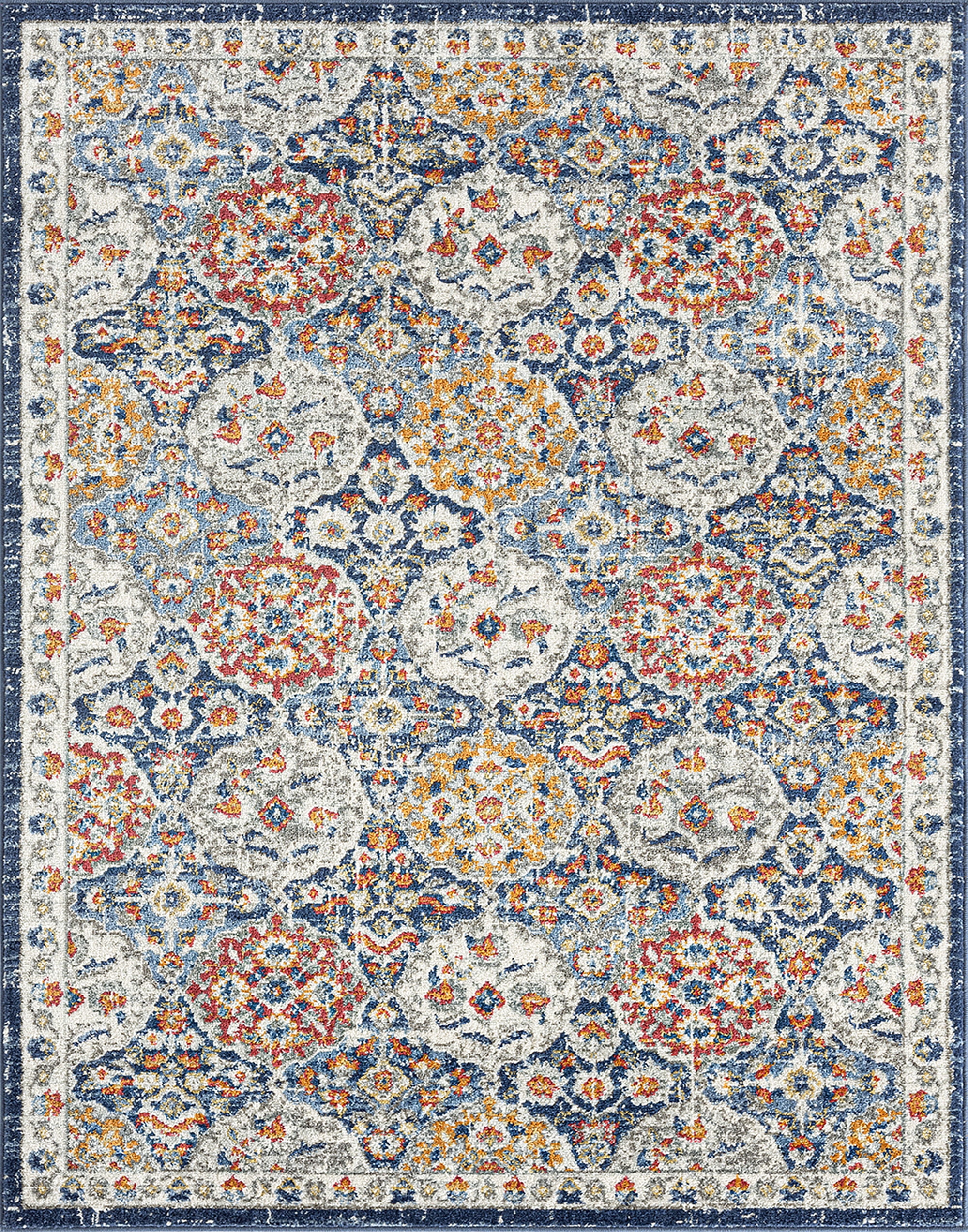 Chelsea Transitional Oriental 8'10'' x 12'2'' Navy and Gold Polypropylene Indoor Area Rug, 9' x 12'