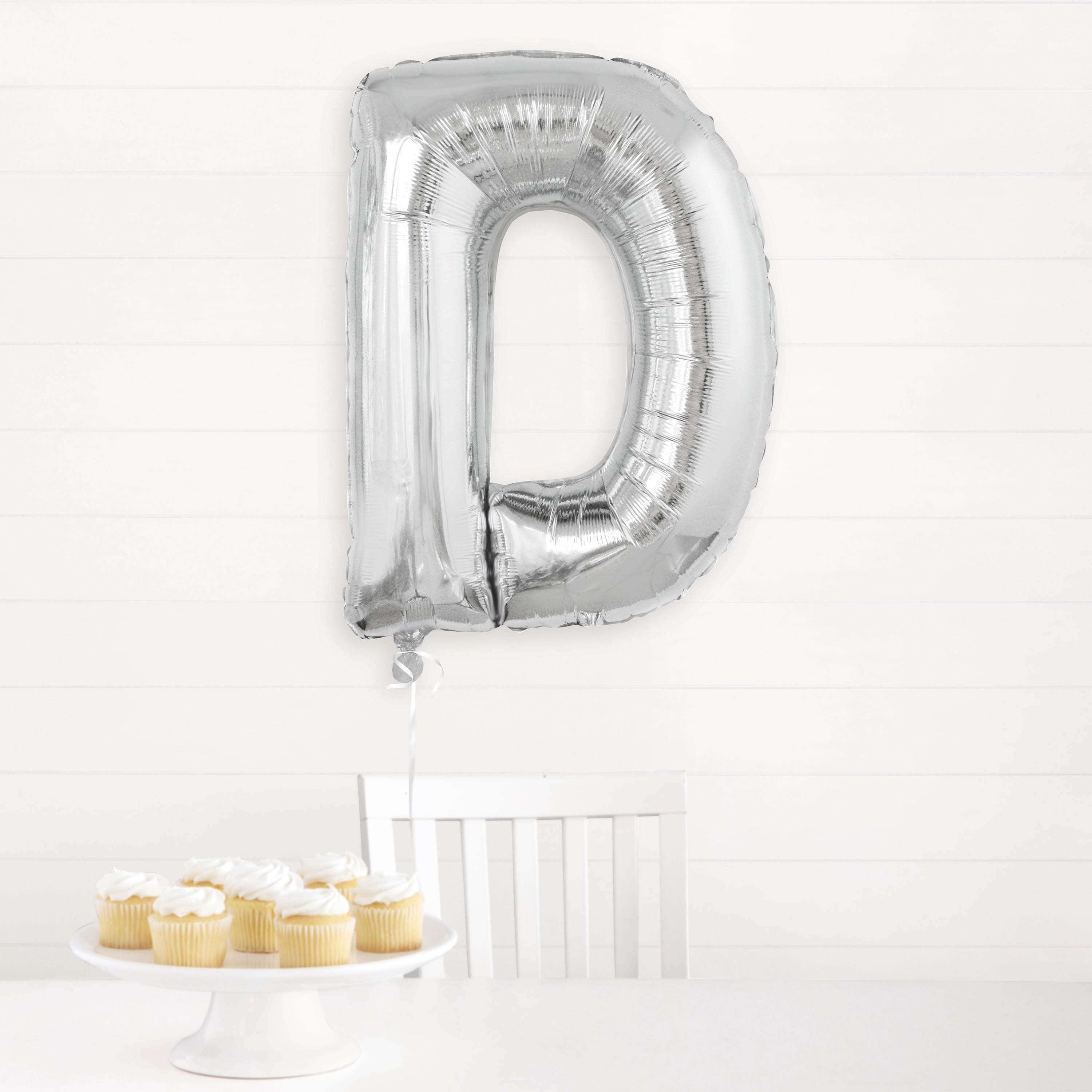 Foil Big Letter Balloon, D, 34 in, Silver, 1ct