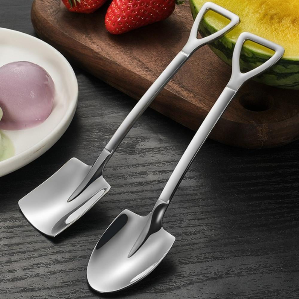 1Set Stainless Steel Shovel Spoon Coffee Fruit Dessert Spoon Kitchen Tableware 