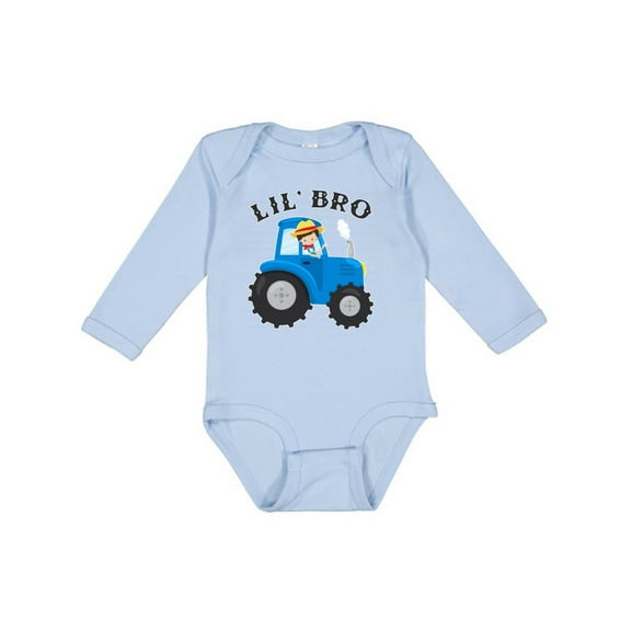Inktastic Farmer Tractor Little Bro Boys Long Sleeve Baby Bodysuit