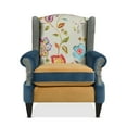 thumbnail image 5 of JENNIFER TAYLOR J T Bohemian Velvet Floral Tufted Wingback Accent Arm Chair, Satin Teal and Purple, 5 of 17