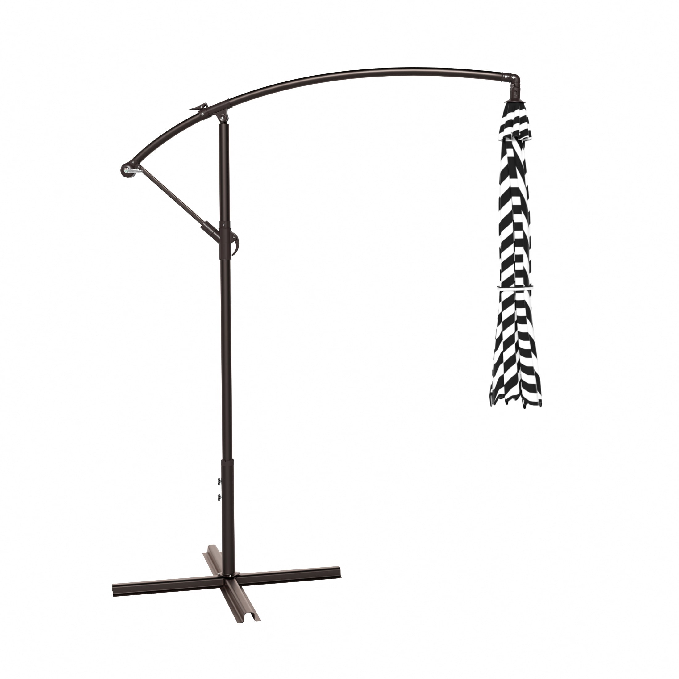 WestinTrends Julia 10 Ft Cantilever Umbrella Outdoor Patio Shade Market Hanging Offset Umbrella with Infinite Tilt and Easy Open Crank Lift, Black/White Stripe