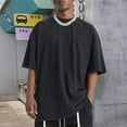 thumbnail image 5 of Men's Cotton T-Shirts Oversized Unisex Short Sleeves Casual Loose Wash Solid Basic Tee Tops, 5 of 9