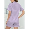 thumbnail image 4 of LYCY Women Short Pajama Set, Cotton Sleepwear Soft Cute Button up Pjs Set,(Lavender,L), 4 of 4