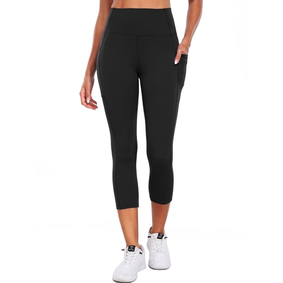 Cadmus High Waist Capri Leggings with Pockets, 20" Soft Comfy Running Workout Crop Yoga Pants for Women 4 Way Stretch