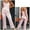 Pink, variant on Satin Pajamas Women 2PC Set- Lace Pants Nightdress with Pocket Halter V Neck Sleepwear