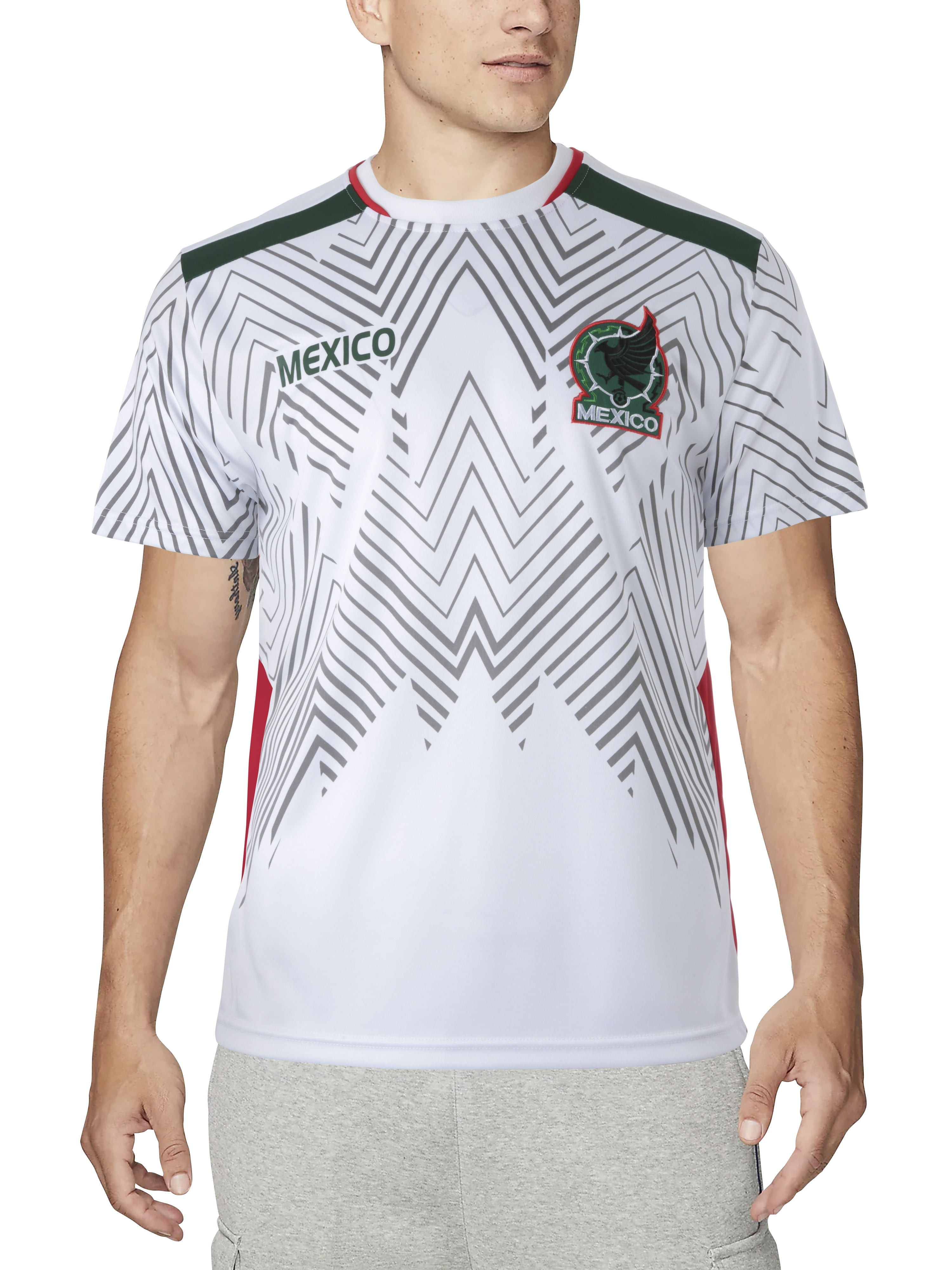 Hat and Beyond Men's Mexico Football Soccer Pullover National Team Quick Dry Jersey Shirt, Size: Small, White