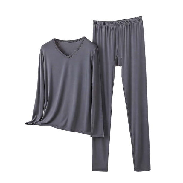 Conjunto de Ropa Interior Larga de Mujer Cuello en V Manga Larga Lencería Casual Ropa de Dormir Pajama Set Confort Suave, Lencería de Manga Larga para Mujeres