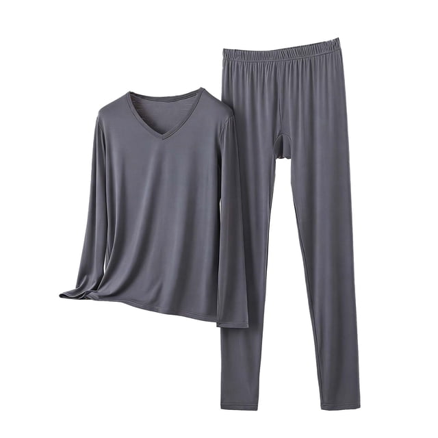 Conjunto de Ropa Interior Larga de Mujer Cuello en V Manga Larga Lencería Casual Ropa de Dormir Pajama Set Confort Suave, Lencería de Manga Larga para Mujeres