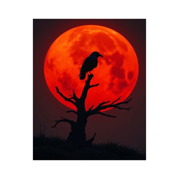 Paint By Numbers Kit for Adults Beginner - DIY Raven Silhouette Red Moon Tree Canvas Painting Kits for Adults, Frameless Paint By Number for Adults for Home Wall Decor 16x20 Inch