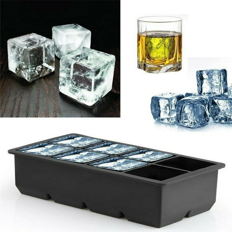 2PACK Ice Maker Large Cube Square Tray Molds Whiskey Ball Cocktails Silicone  Big
