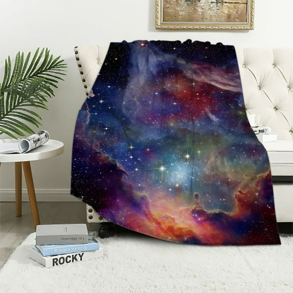Nawypu Soft Galaxy Blanket Full Size Purple Nebula Throw Blanket Universe Small Outer Space Adult and Child Comfy Home for Living Room Sofa Nap Cozy Pretty Abstract Art Printed Design Gifts