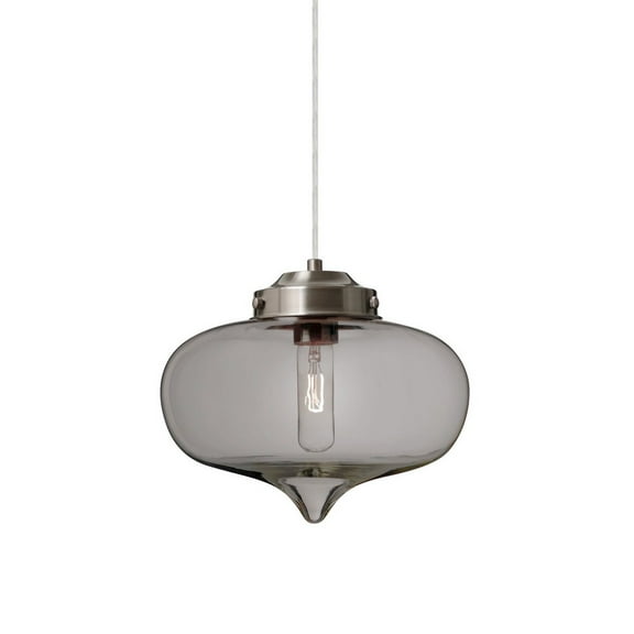 1JT-MIRASM-SN-Besa Lighting-Mira-One Light Cord Pendant with Flat Canopy-10 Inches Wide by 7.75 Inches High-Satin Nickel Finish-Smoke Glass Color