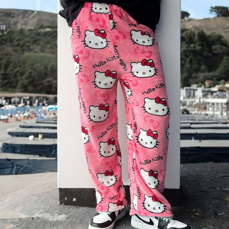 Sanrio Anime Cartoon Hello Kitty Coral Fleece Pajama Pants Soft Trousers Women Casual Home Trousers Kawaii Birthday Gift - Walmart.com