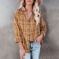 thumbnail image 2 of IROINID Deals Womens Long Sleeve V-Neck Shirts Solid Color Button Down Shirts Loose Blouse Lounge Work Plaid Tunic Tops,Yellow, 2 of 9